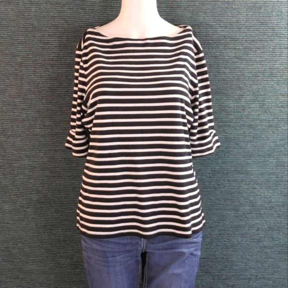 Lauren Ralph Lauren Tops - Lauren Ralph Lauren Striped Boatneck 3/4 Sleeve Tee Shirt 100% Cotton